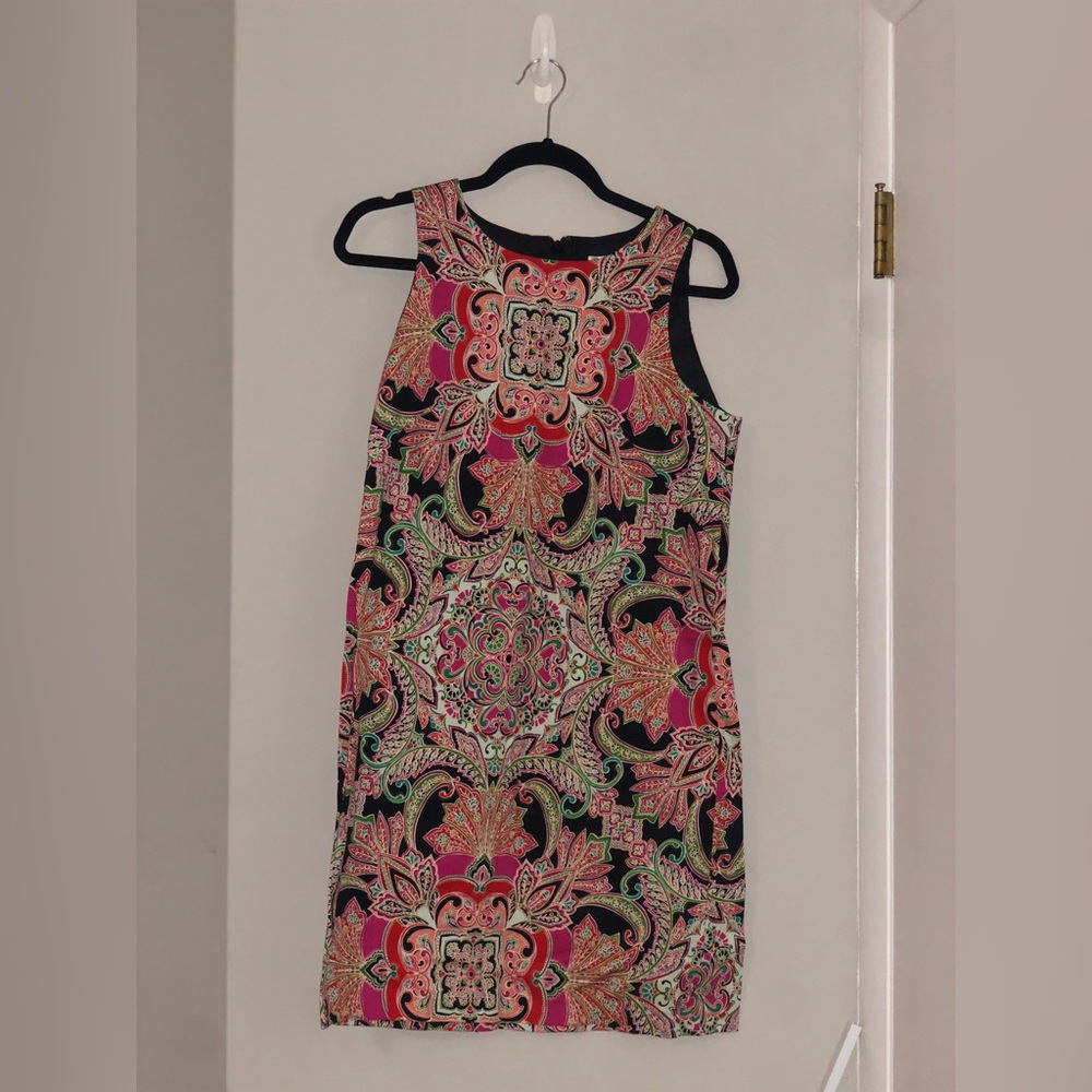 London Times Red and Green Patterned Mini Dress